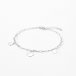 Circular Sequin Charm Link Chain Bracelet 925 Sterling Silver
