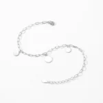 Circular Sequin Charm Link Chain Bracelet 925 Sterling Silver