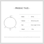 Circular Sequin Charm Link Chain Bracelet 925 Sterling Silver