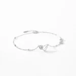 Charm Romantic Love Heart CZ Chain Link Bracelet 925 Sterling Silver
