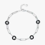Personality Round Black Chain Shaped Bracelets 925 Sterling Silver