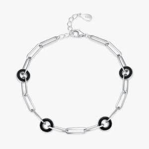 Personality Round Black Chain Shaped Bracelets 925 Sterling Silver