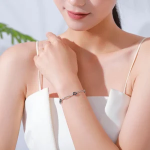 Personality Round Black Chain Shaped Bracelets 925 Sterling Silver