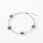 Personality Round Black Chain Shaped Bracelets 925 Sterling Silver