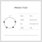 Personality Round Black Chain Shaped Bracelets 925 Sterling Silver