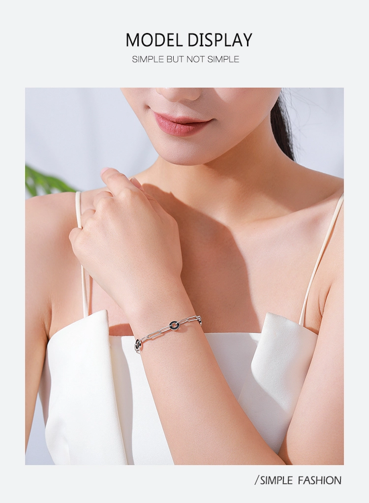 Personality Round Black Chain Shaped Bracelets 925 Sterling Silver