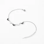 Black Enamel Hearts Adjustable Bracelets 925 Sterling Silver