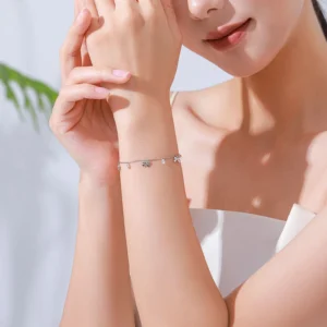 Geometric Design Adjustable Link Chain Bracelet 925 Sterling Silver