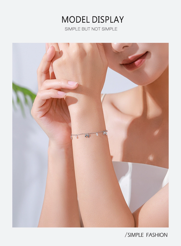 Geometric Design Adjustable Link Chain Bracelet 925 Sterling Silver