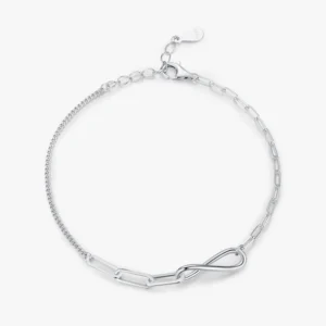 Romantic Infinite Bracelet Adjustable Chain Link 925 Sterling Silver