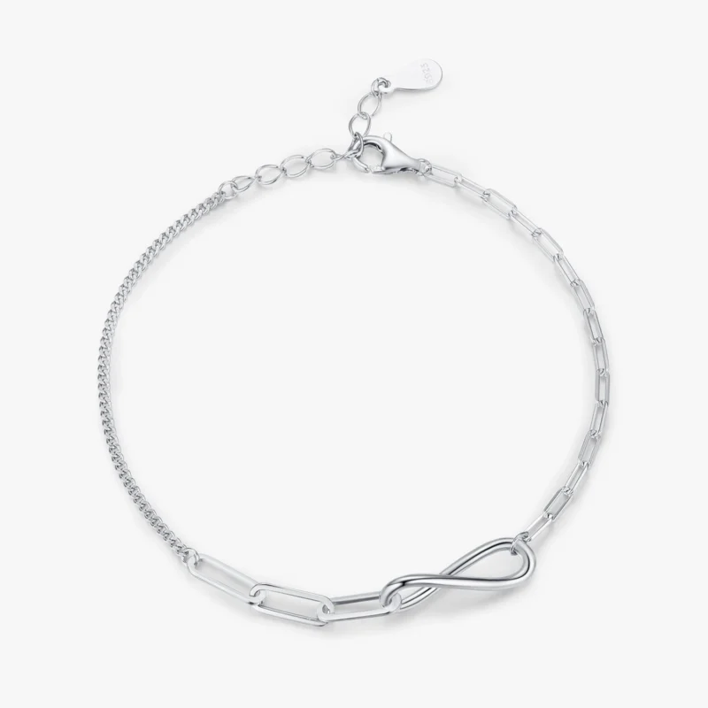 Romantic Infinite Bracelet Adjustable Chain Link 925 Sterling Silver