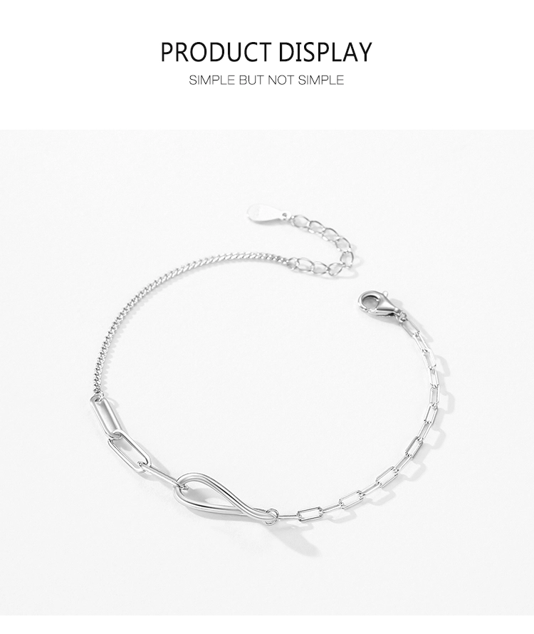 Romantic Infinite Bracelet Adjustable Chain Link 925 Sterling Silver