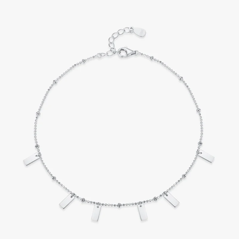 Geometric Design Adjustable Link Chain Bracelet 925 Sterling Silver