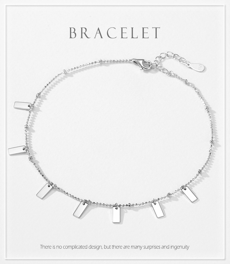 Geometric Design Adjustable Link Chain Bracelet 925 Sterling Silver