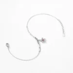 Elegant Romantic Pink Zircon Flower Link Bracelets 925 Sterling Silver