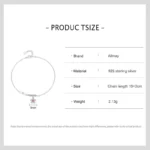Elegant Romantic Pink Zircon Flower Link Bracelets 925 Sterling Silver
