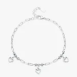 Heart Bracelet Adjustable Chain Link 925 Sterling Silver