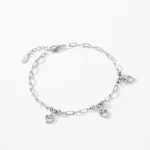 Heart Bracelet Adjustable Chain Link 925 Sterling Silver