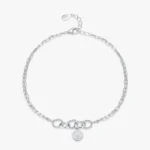 Engraved Letter Geometric Round Adjustable Bracelet 925 Sterling Silver