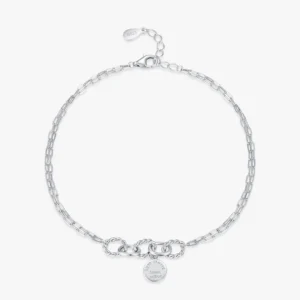 Engraved Letter Geometric Round Adjustable Bracelet 925 Sterling Silver