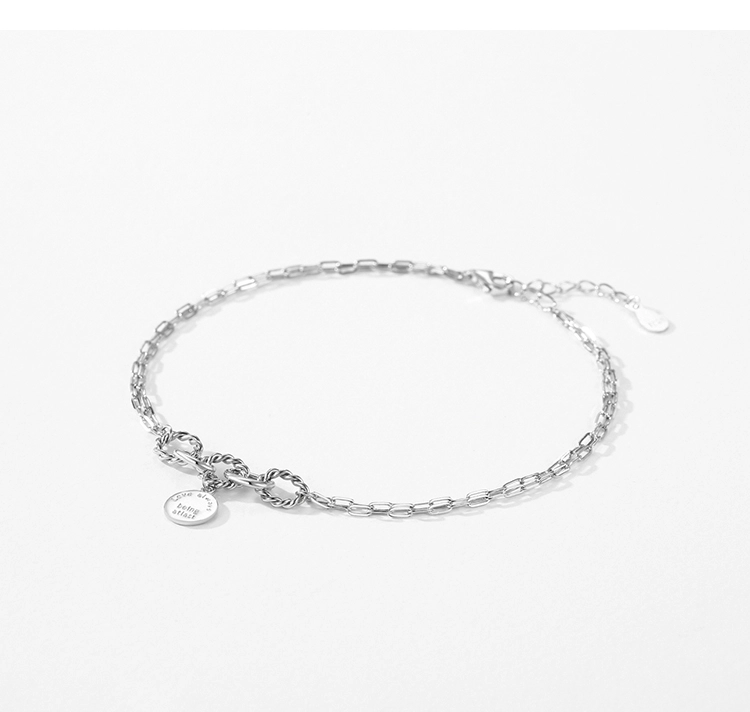 Engraved Letter Geometric Round Adjustable Bracelet 925 Sterling Silver