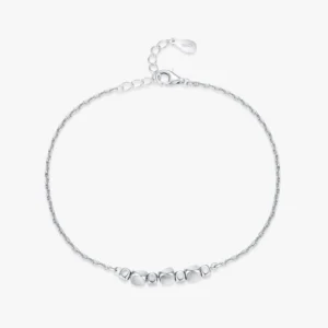 Minimalist Geometric Square Bracelet Adjustable Chain Link 925 Sterling Silver