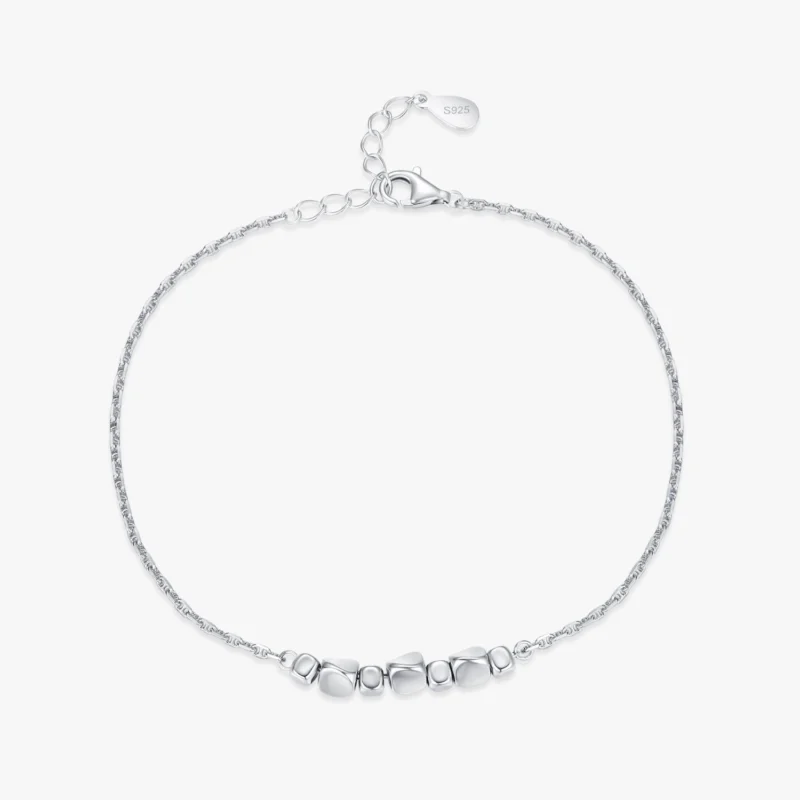 Minimalist Geometric Square Bracelet Adjustable Chain Link 925 Sterling Silver
