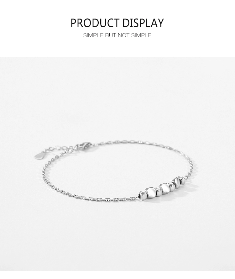 Minimalist Geometric Square Bracelet Adjustable Chain Link 925 Sterling Silver