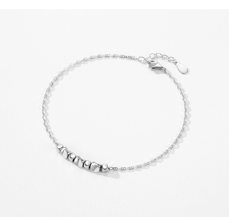 Minimalist Geometric Square Bracelet Adjustable Chain Link 925 Sterling Silver