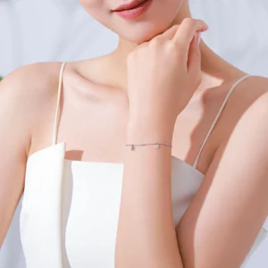 Sexy Lip Shape Chain Bracelet Genuine 925 Sterling Silver Adjustable