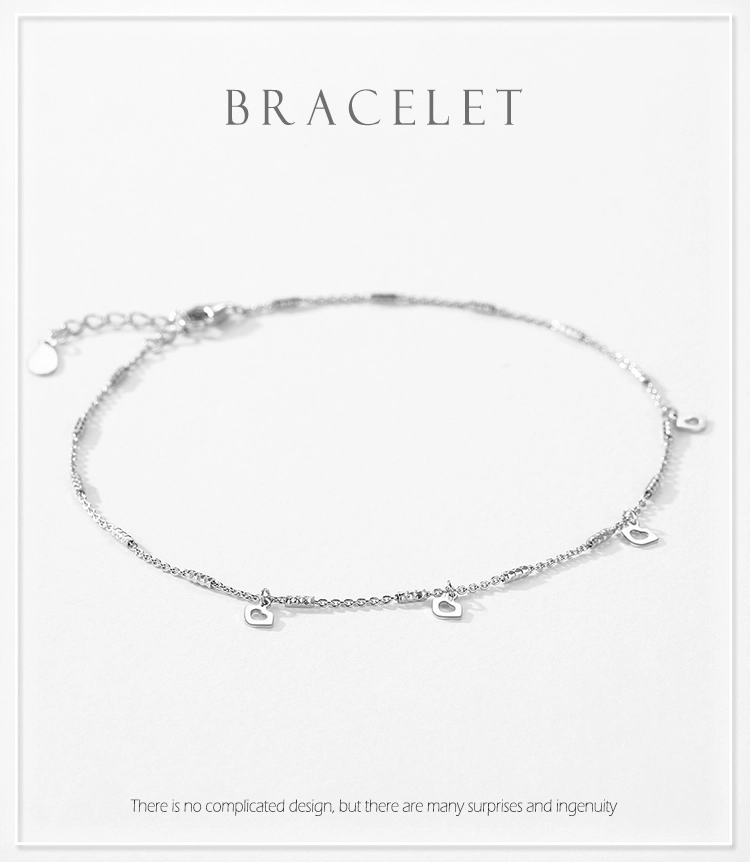 Sexy Lip Shape Chain Bracelet Genuine 925 Sterling Silver Adjustable