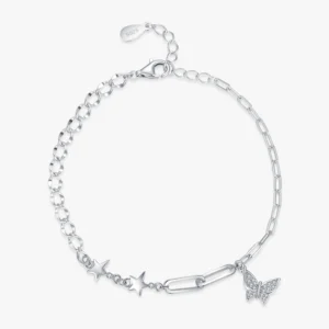 Charm Elegant Butterfly Bracelet Genuine 925 Sterling Silver