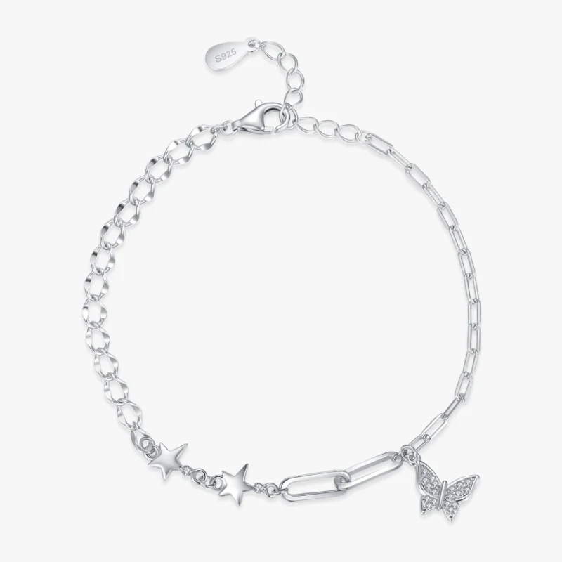 Charm Elegant Butterfly Bracelet Genuine 925 Sterling Silver