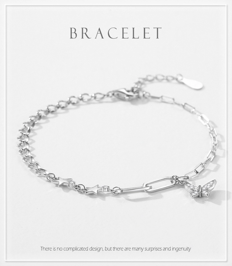 Charm Elegant Butterfly Bracelet Genuine 925 Sterling Silver