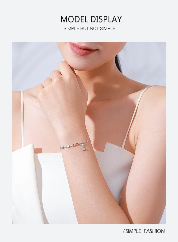 Charm Elegant Butterfly Bracelet Genuine 925 Sterling Silver