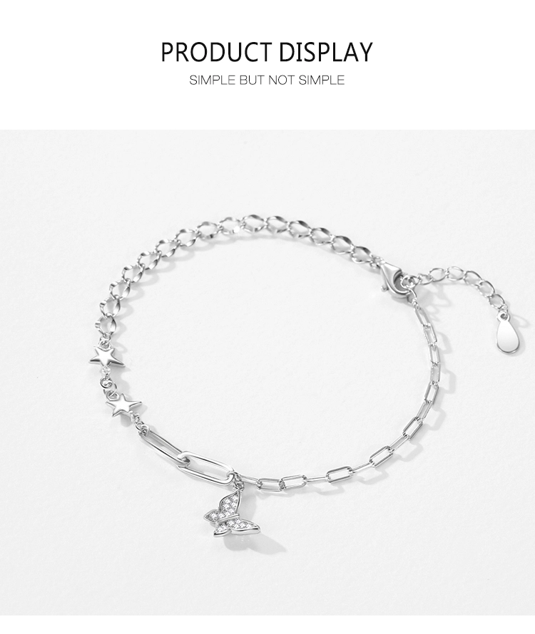 Charm Elegant Butterfly Bracelet Genuine 925 Sterling Silver
