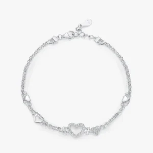 Heart Bracelet Original Design Clear CZ Bracelet 925 Sterling Silver
