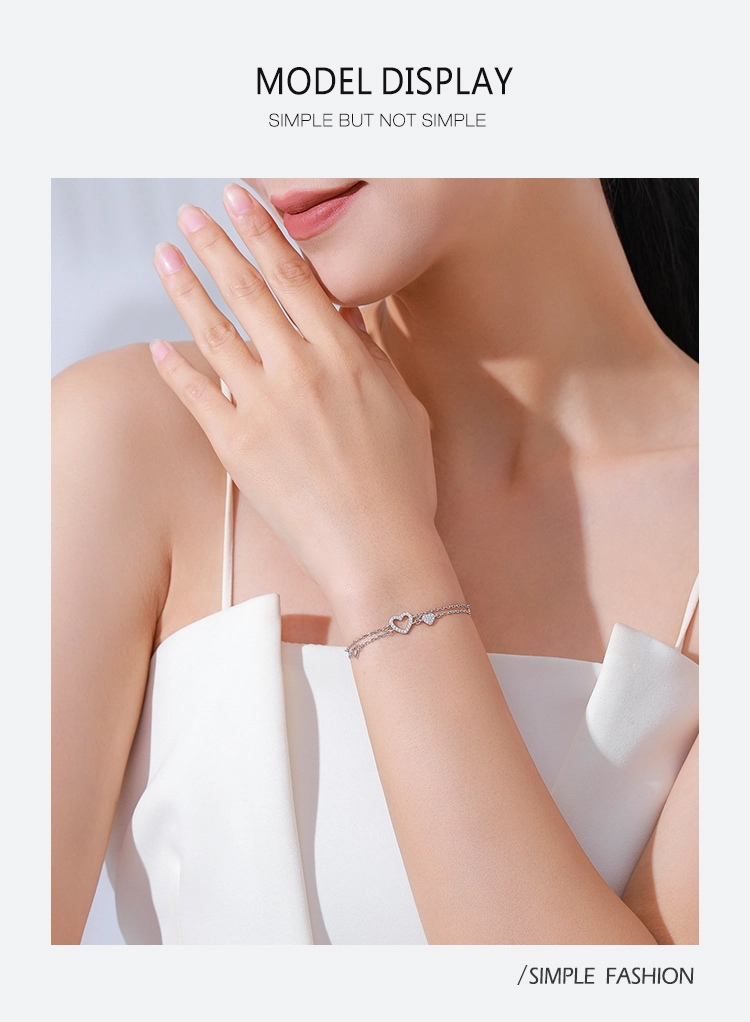 Heart Bracelet Original Design Clear CZ Bracelet 925 Sterling Silver