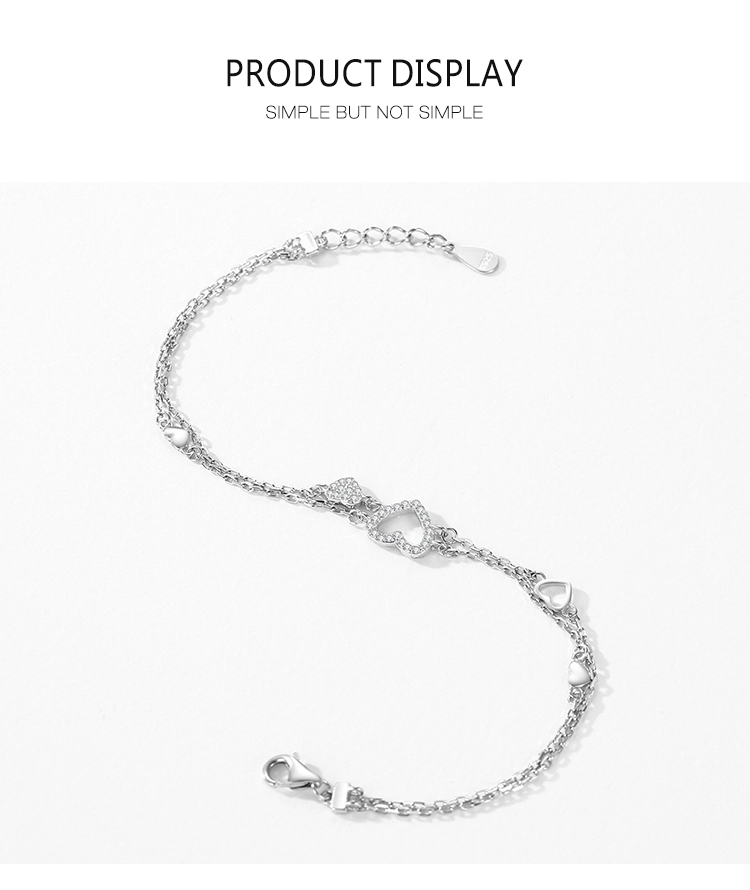 Heart Bracelet Original Design Clear CZ Bracelet 925 Sterling Silver