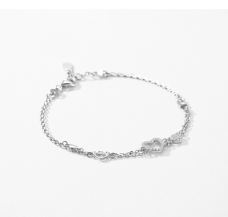 Heart Bracelet Original Design Clear CZ Bracelet 925 Sterling Silver