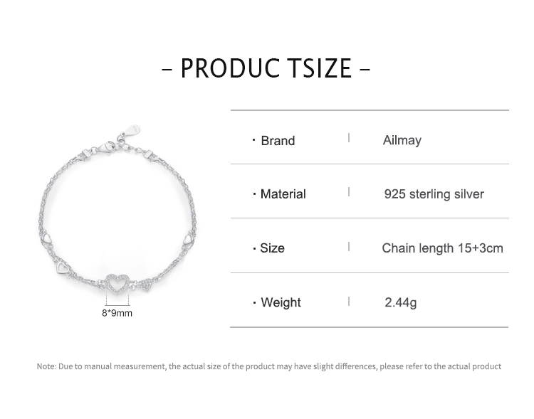 Heart Bracelet Original Design Clear CZ Bracelet 925 Sterling Silver