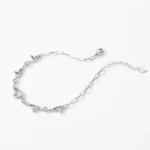 Heart Cubic Zirconia Adjustable Bracelet Chain Link 925 Sterling Silver