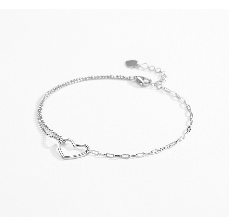 Fashion Simple Heart Stackable Bracelets 100% Real 925 Sterling Silver