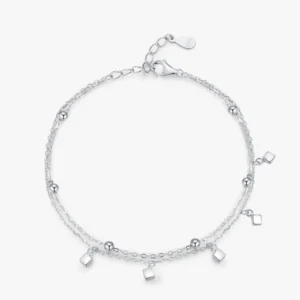 Fashion Simple Block Line Chain Women Bracelet 925 Sterling Silver