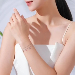 Fashion Simple Block Line Chain Women Bracelet 925 Sterling Silver