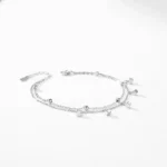 Fashion Simple Block Line Chain Women Bracelet 925 Sterling Silver