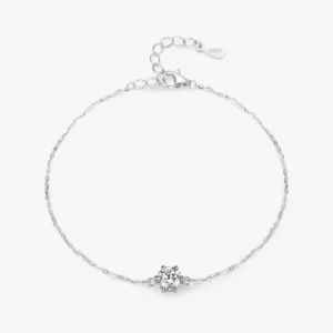 Classics Round Sparkling Clear CZ Chain Type Bracelet 925 Sterling Silver