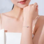 Classics Round Sparkling Clear CZ Chain Type Bracelet 925 Sterling Silver