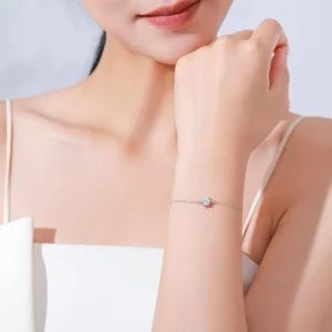 Classics Round Sparkling Clear CZ Chain Type Bracelet 925 Sterling Silver