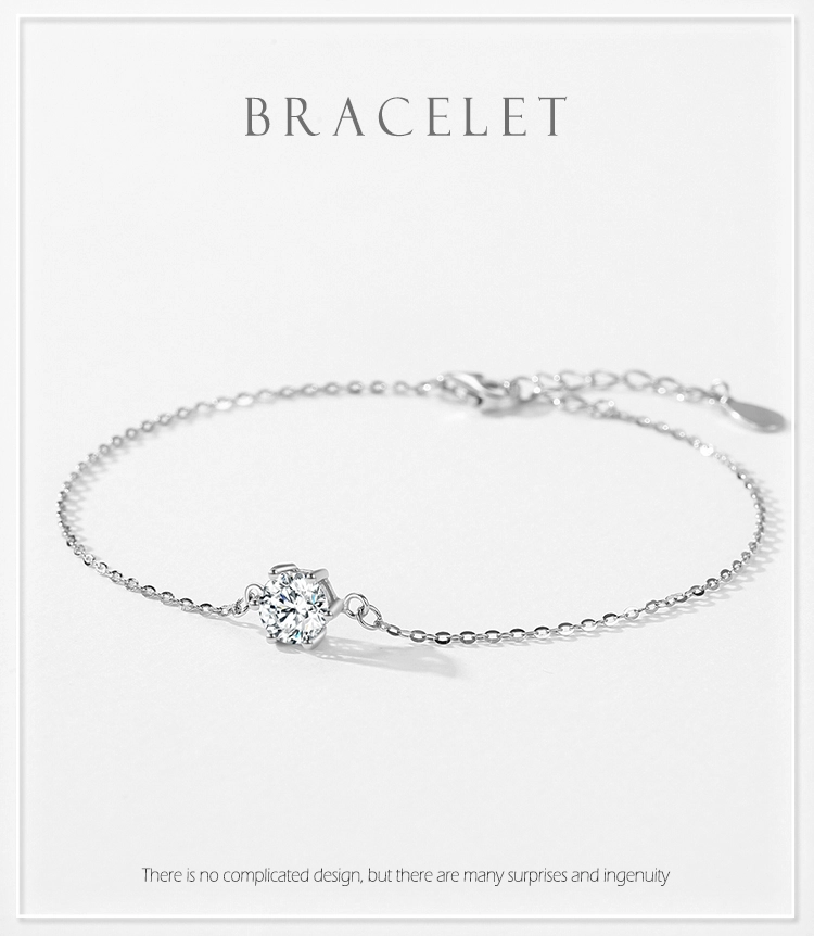 Classics Round Sparkling Clear CZ Chain Type Bracelet 925 Sterling Silver